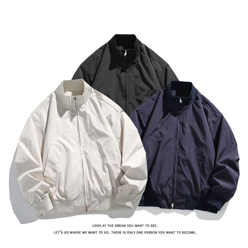 秋季新款拼接半开领夹克男女宽松休闲百搭高级感上衣J7350-特价31，男装夹克，电商A007-1