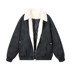 冬季美拉德巴恩风羊羔绒屋面PU皮棉服加绒保暖棉衣MP7827-特P80图片