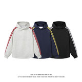 美式连帽大码撞色三条杠长袖套头卫衣男女同款W4705-特价P42，男装卫衣，电商A007-1