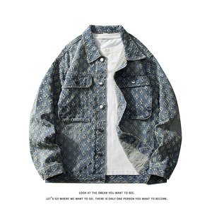 潮流做旧磨毛大码男女拼色牛仔外套夹克J8813-P65【特价】，男装工装外套，电商A007-1