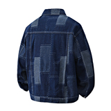 工装风拼接牛仔夹克男翻领宽松百搭外套青年纽扣上衣JA36-特价P58，男装夹克，电商A007-1