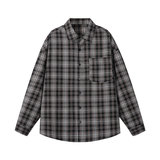 复古格子美式衬衫男长袖翻领宽松百搭格子纹外套C2273-特价P37，男装衬衫，电商A007-1