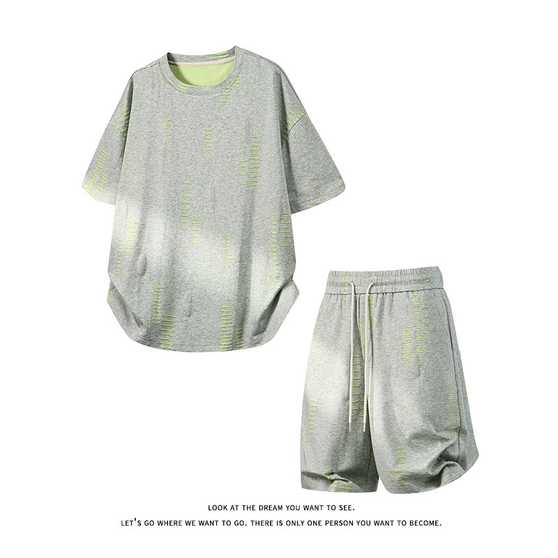 美式休闲套装短袖短裤宽松运动两件套男女T3713特P32/DK8701特P29,男装牛仔裤,电商A007-1