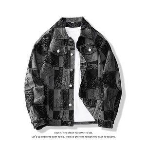 潮流休闲大码宽松男女拼色提花牛仔外套夹克JA31-P57【特价】，男装工装外套，电商A007-1
