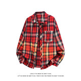 韩版潮流复古格子大码翻领长袖衬衫内搭外套C2208-P28【特价】，男装衬衫，电商A007-1