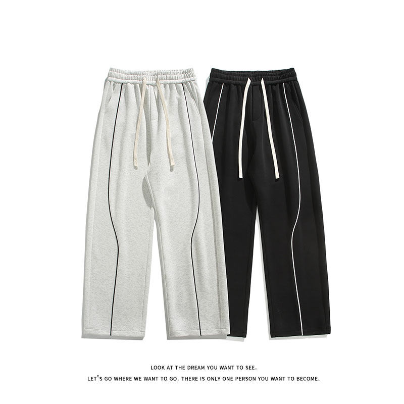 美式复古宽松反光条拼接运动卫裤休闲阔腿裤K8666-特价P40，男装休闲裤，电商A007-1