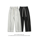 美式复古宽松反光条拼接运动卫裤休闲阔腿裤K8666-特价P40，男装休闲裤，电商A007-1