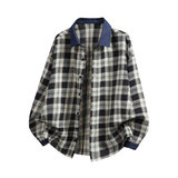 复古格子拼接衬衫男长袖宽松休闲翻领百搭外套C2277-特价P35，男装衬衫，电商A007-1
