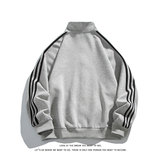 拼色三条杠撞色开衫卫衣大码宽松休闲立领外套W4602-P52【特价】，女装短外套，电商A007-1