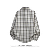 复古格子美式衬衫男长袖翻领宽松百搭格子纹外套C2273-特价P37，男装衬衫，电商A007-1