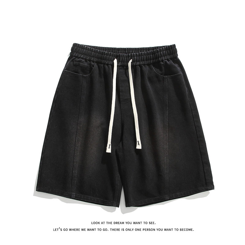 夏新百搭美式休闲松紧腰水洗拼接牛仔短裤子男DK8482-P32【特价】,男装牛仔裤,电商A007-1