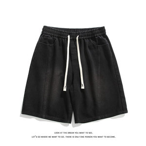 夏新百搭美式休闲松紧腰水洗拼接牛仔短裤子男DK8482-P32【特价】图片