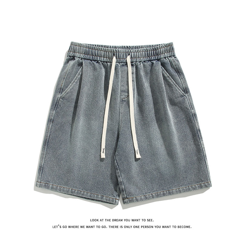 夏新百搭美式星空纹松紧腰水洗牛仔短裤子男DK8497-P32【特价】图片