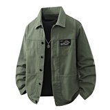 工装风翻领夹克男宽松休闲多口袋痞帅外套美式复古JA2201-特价P60，男装夹克，电商A007-1