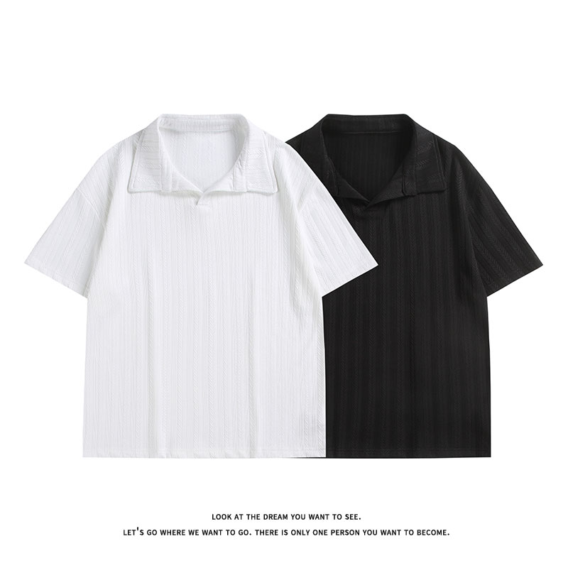 白色麦穗纹肌理感polo衫男款夏季高级感冰丝短袖T3687-特价P25，男装T恤，电商A007-1