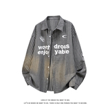 宽松百搭叠穿印花压皱条纹衬衫外套男女C2216-P47【特价】，男装衬衫，电商A007-1