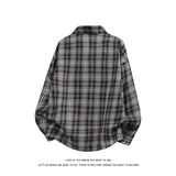 复古格子美式衬衫男长袖翻领宽松百搭格子纹外套C2273-特价P37，男装衬衫，电商A007-1