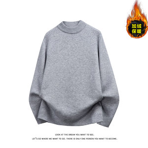 简约风纯色半高领毛衣加绒保暖百搭针织衫休闲上衣ZJ6102-特价P38图片