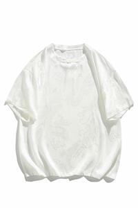 龙纹提花冰丝盘扣v领风夏季潮流短袖T恤T3530-P26【特价】图片