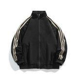 拼色三条杠撞色开衫卫衣大码宽松休闲立领外套W4602-P52【特价】，女装短外套，电商A007-1