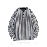 美式复古亨利领休闲长袖T恤卫衣男宽松休闲上衣内搭T3690-特价24，男装T恤，电商A007-1