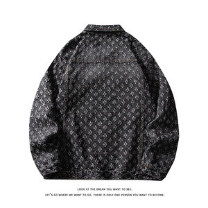 潮流做旧磨毛大码男女拼色牛仔外套夹克J8813-P65【特价】图片