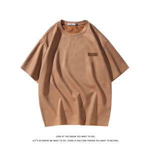 美式休闲风短袖T恤男女宽松简约百搭圆领宽松型上衣T3388-特价P22，男装T恤，电商A007-1