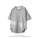 美式简约假两件拼接短袖T恤男女宽松型显瘦圆领上衣T3701-特价P27，男装T恤，电商A007-1