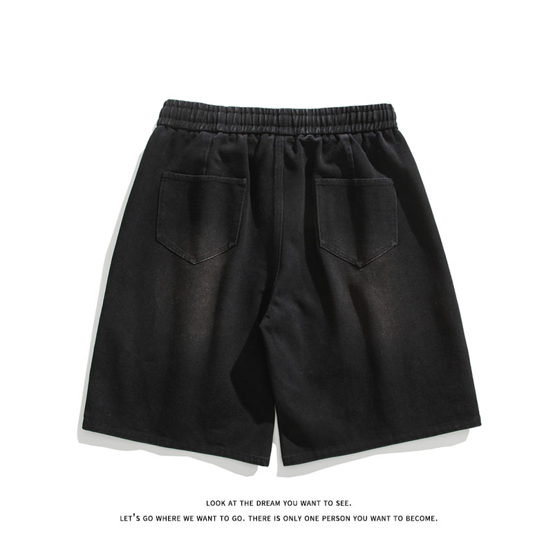 夏新百搭美式休闲松紧腰水洗拼接牛仔短裤子男DK8482-P32【特价】,男装牛仔裤,电商A007-1