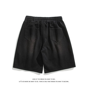 夏新百搭美式休闲松紧腰水洗拼接牛仔短裤子男DK8482-P32【特价】图片