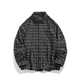 复古宽松休闲细格子衬衫男薄款长袖百搭外套C2261-特价P42，男装衬衫，电商A007-1