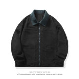 潮流休闲大码宽松情侣灯芯绒平绒拼色夹克J7198-P47【特价】，男装夹克，电商A007-1