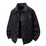 复古牛仔夹克男宽松翻领机车风工装外套百搭上衣JA2025-特价P88，男装夹克，电商A007-1