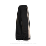 拼接条纹休闲裤男宽松直筒抽绳运动裤百搭长裤K8540-特价P38，女装休闲裤，电商A007-1