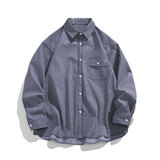 休闲条纹衬衫男宽松休闲大码长袖衬衣外套内搭C2268-特价P45，男装衬衫，电商A007-1