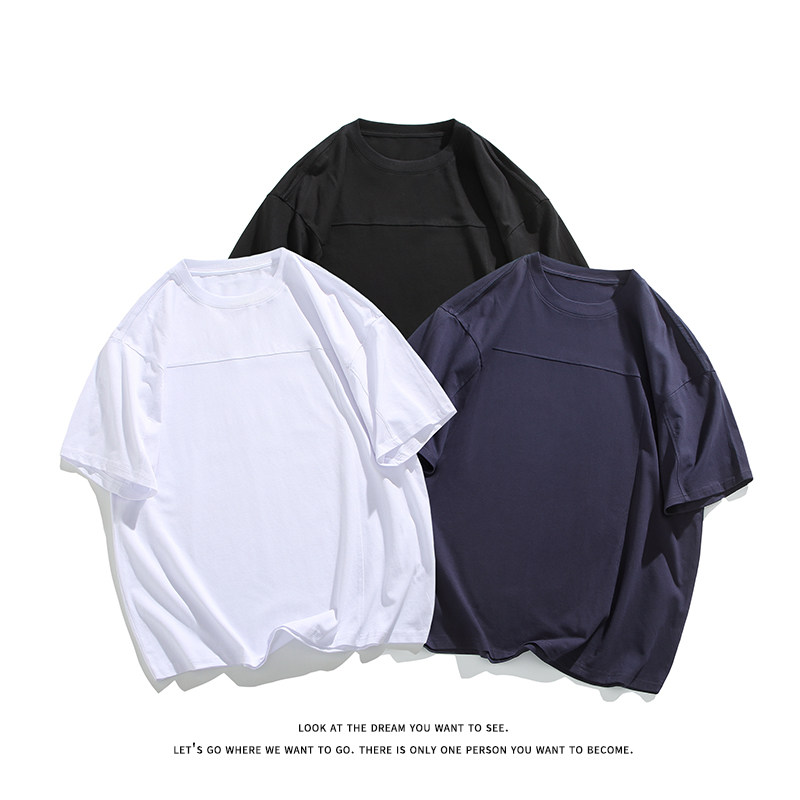 美式风套头短袖T恤男女宽松型简约显瘦纯棉圆领上衣T3610-特价P25，男装T恤，电商A007-1