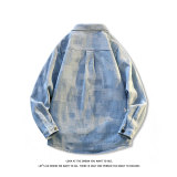 牛仔外套男格子衬衫夹克潮牌青少年休闲上衣夹克J1840-特价P52，男装夹克，电商A007-1