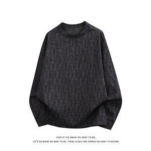 美式复古麻花纹圆领卫衣男宽松针织衫高级感打底衫T3693-特价P24，男装T恤，电商A007-1