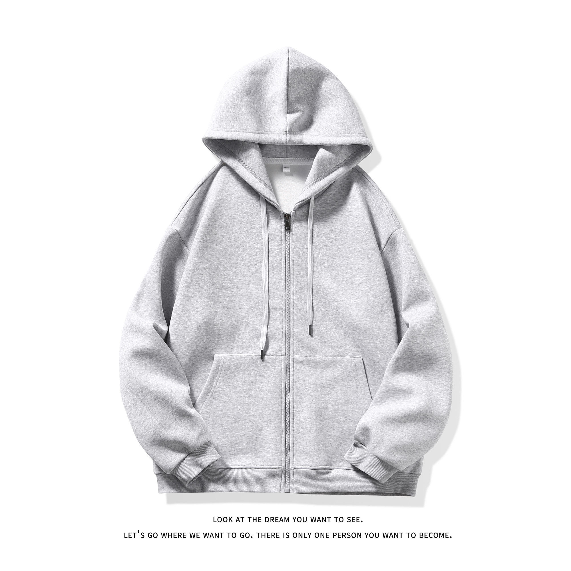 潮流大码休闲宽松情侣开衫连帽纯色卫衣外套W4277-P44【特价】，女装短外套，电商A007-1