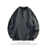 美式复古亨利领休闲长袖T恤卫衣男宽松休闲上衣内搭T3690-特价24，男装T恤，电商A007-1