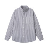 休闲风竖条纹衬衫男长袖松弛感少年风高级感外套C2275-特价P37，男装衬衫，电商A007-1
