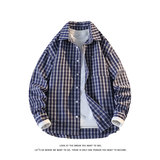 复古格子衬衫男宽松休闲百搭高级感上衣内搭外套C2269-特价36，男装衬衫，电商A007-1