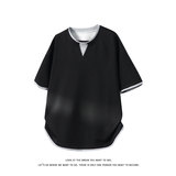 美式复古重磅假两件半袖夏季撞色拼接短袖T恤上衣T3700-特价P30，男装T恤，电商A007-1