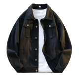 美式复古翻领牛仔外套男宽松工装夹克黑色时尚百搭JA911-特价P53，男装工装外套，电商A007-1