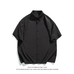 夏季大码休闲潮流凉感冰丝垂顺短袖衬衫DC2179-P18.5【特价】图片
