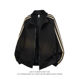 拼色三条杠撞色开衫卫衣大码宽松休闲立领外套W4602-P52【特价】，女装短外套，电商A007-1