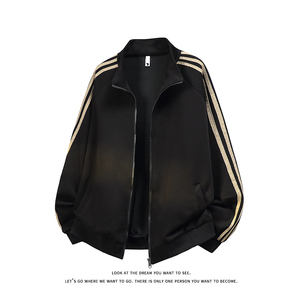 拼色三条杠撞色开衫卫衣大码宽松休闲立领外套W4602-P52【特价】，女装短外套，电商A007-1