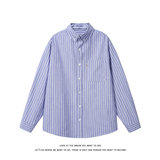 休闲风竖条纹衬衫男长袖松弛感少年风高级感外套C2275-特价P37，男装衬衫，电商A007-1