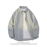 日系复古条纹长袖衬衫男高级感穿搭大码休闲衬衣外套C2251-特价28，男装衬衫，电商A007-1