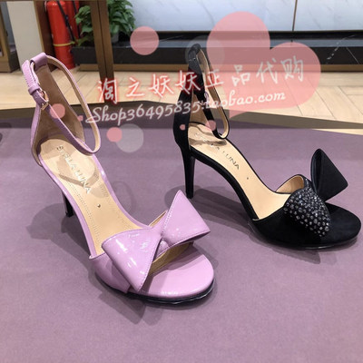 蝴蝶结一字带高跟凉鞋